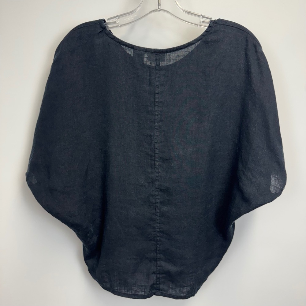 Sigrid Olsen Black 100% Linen Boxy Dolman Sleeve Blouse Top Womens Small - Picture 11 of 12